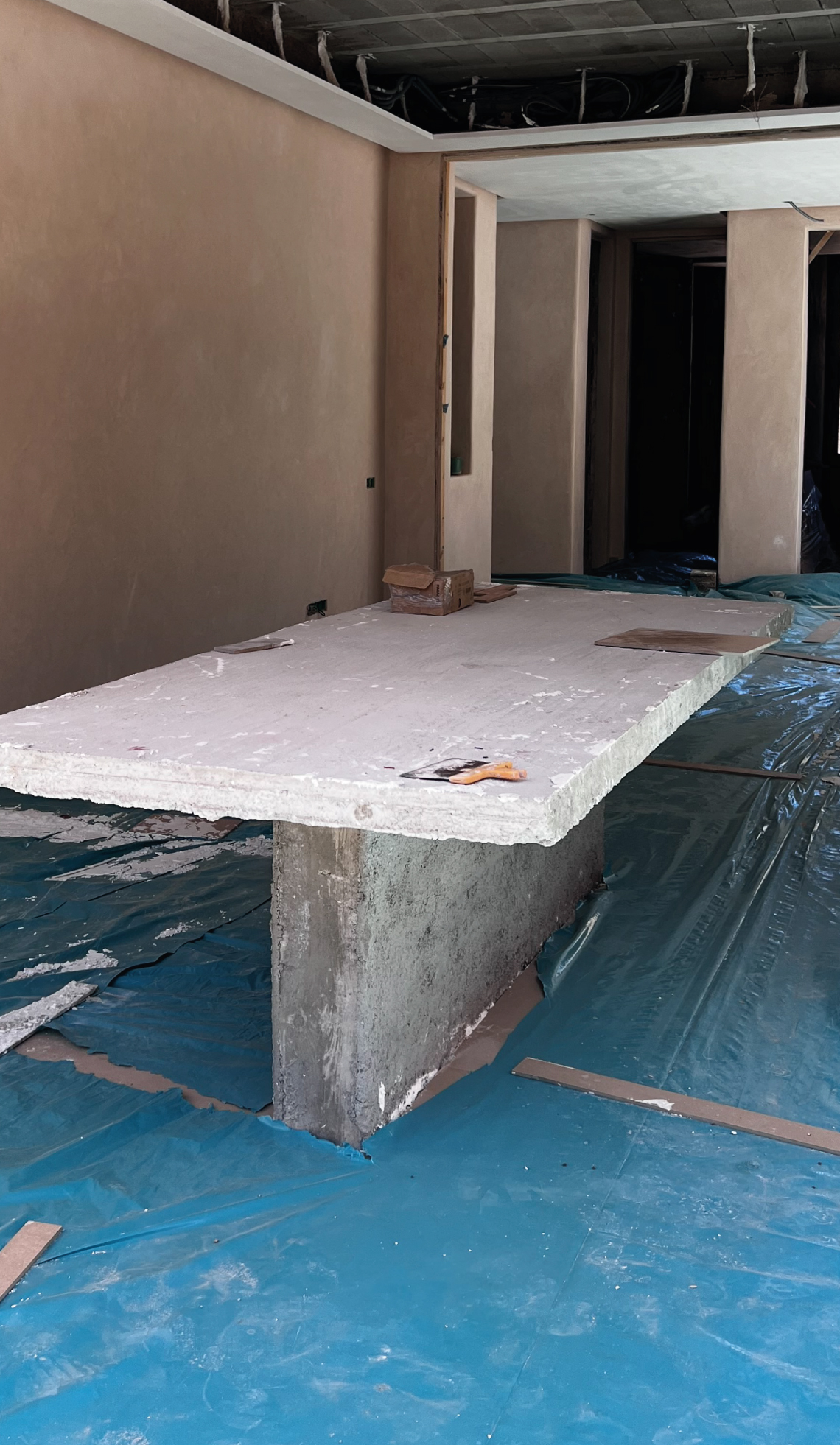 Zone de la cuisine en cours d’aménagement
